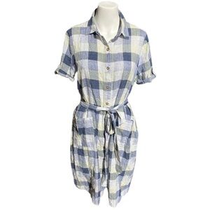 Mo:Vint Shirt Dress Navy & Blue Plaid